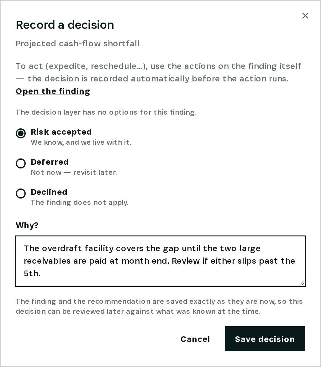 Record the decision