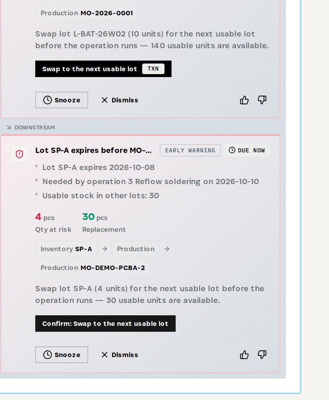 The swap, previewed and ready to confirm
