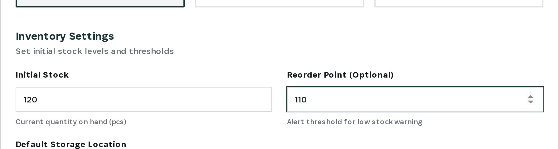 Reorder point raised from 80 to 110