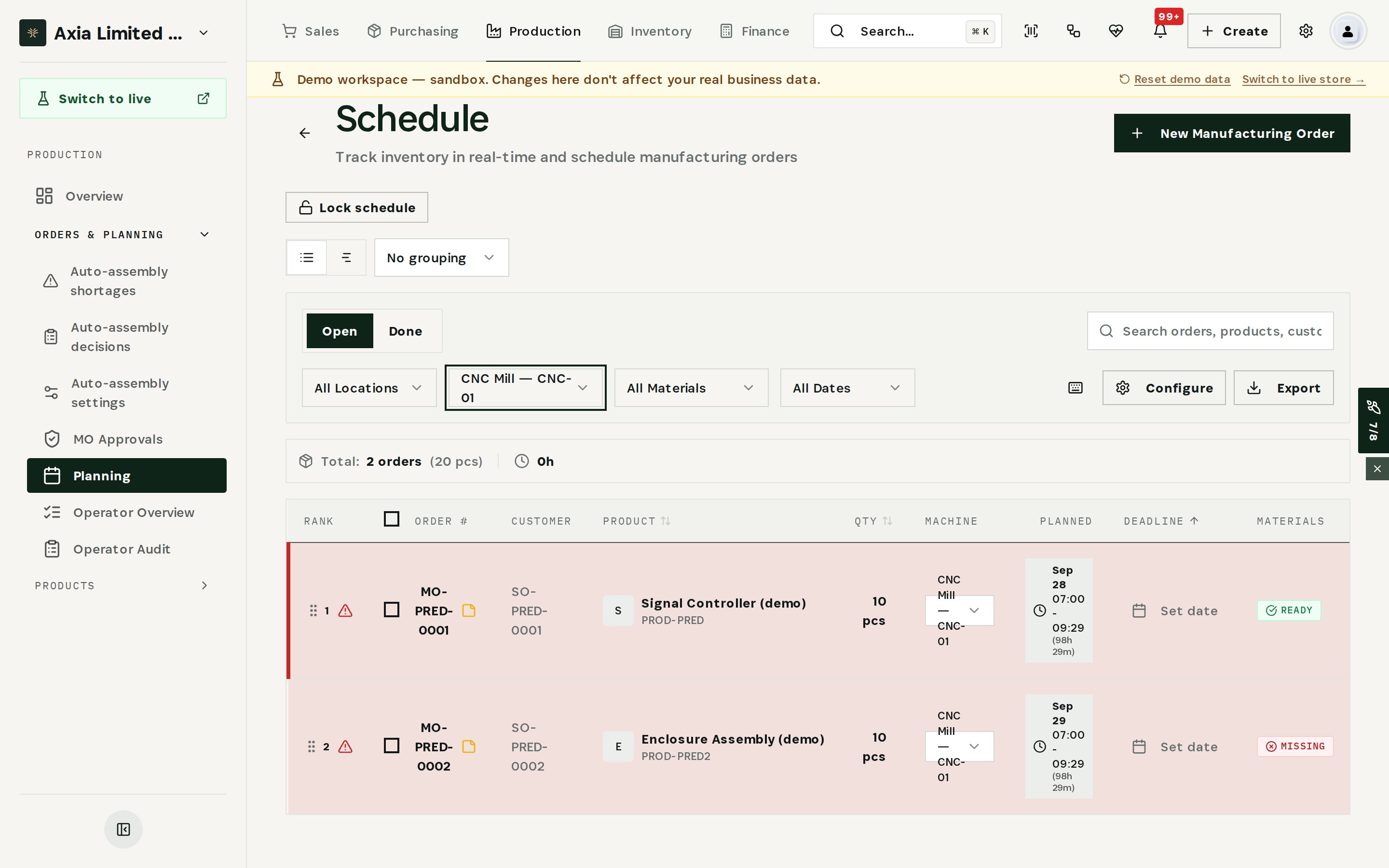 Re-plan the affected orders