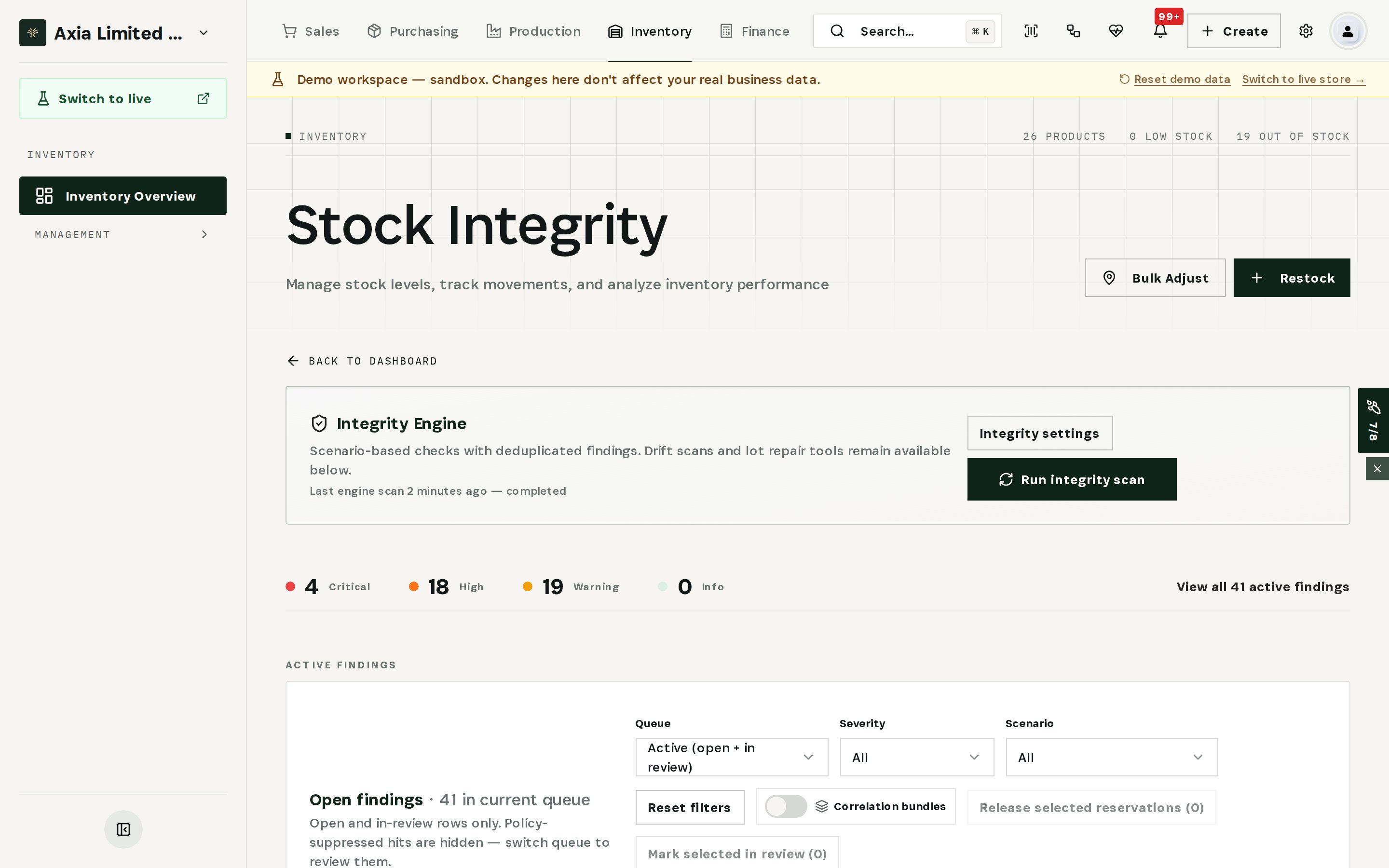 Run the integrity scan