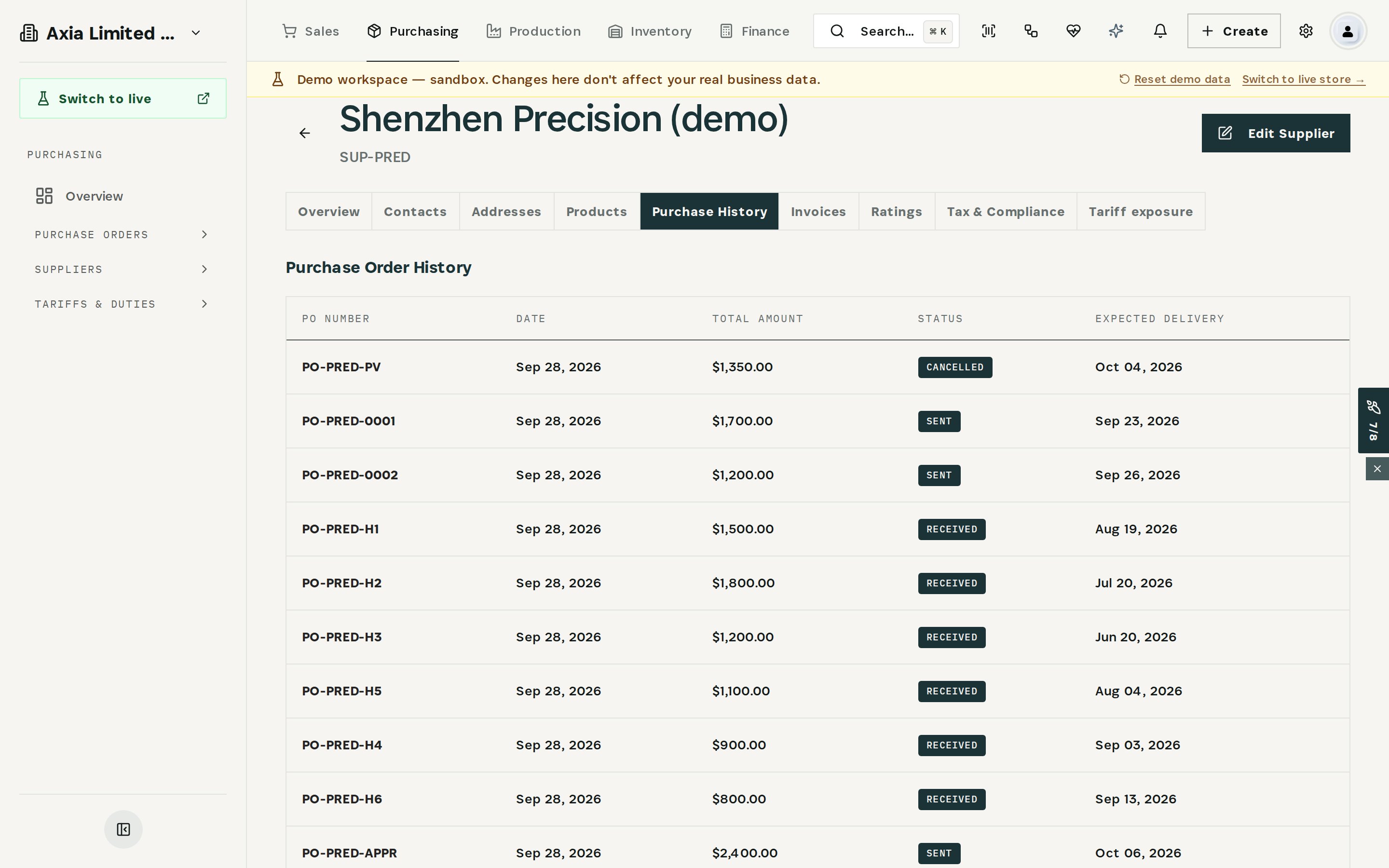 Check the order history